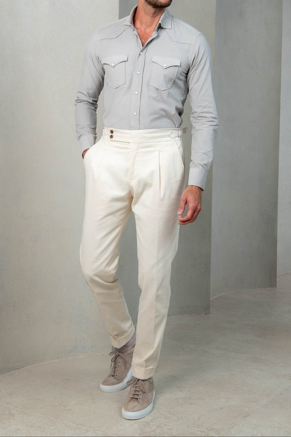 Camicia western effetto velluto Stone - Made in Italy