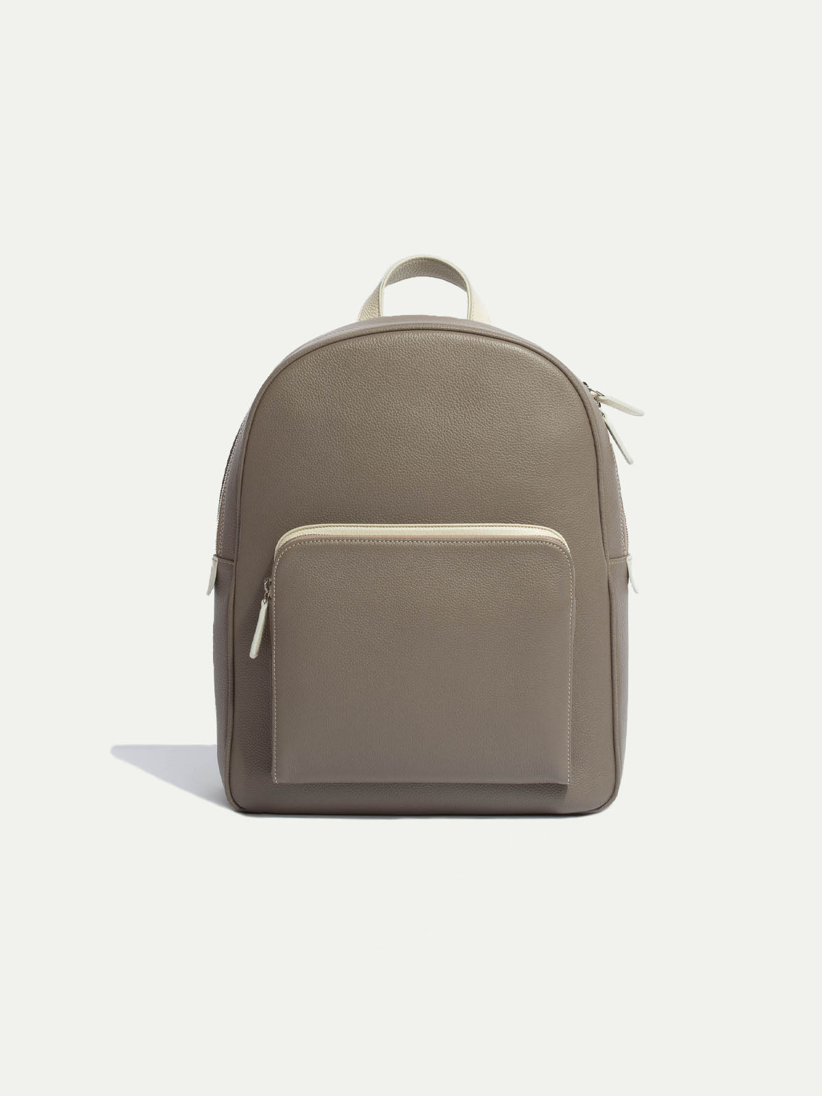 banuce italian pebble leather padded business backpack Taupe leather backpack