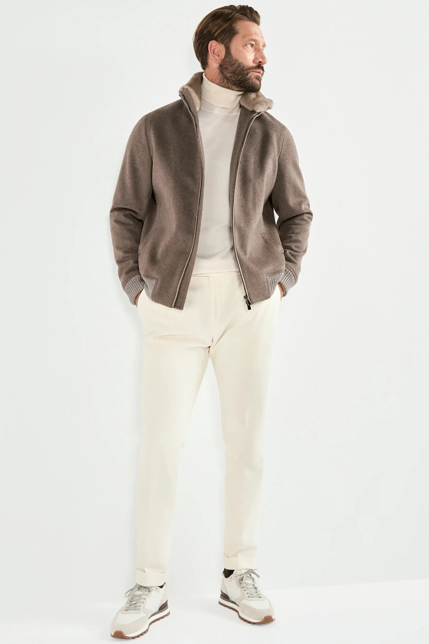 taupe bomber jacket, men wool bomber, italian wool bomber, taupe wool bomber, loro piana wool bomber, loro piana bomber jacket, mink collar bomber jacket, removable mink collar bomber, luxury loro piana bomber, elegant men's loro piana bomber, refined loro piana wool bomber, tailored taupe loro piana bomber, premium italian loro piana bomber, sophisticated loro piana bomber jacket, timeless italian loro piana bomber, upscale men's loro piana bomber, italian craftsmanship loro piana bomber