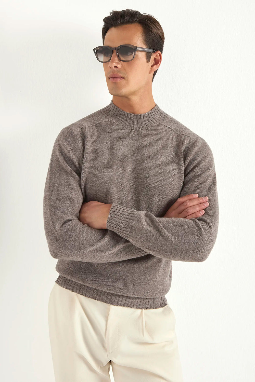 Taupe mock neck - Made in Italy