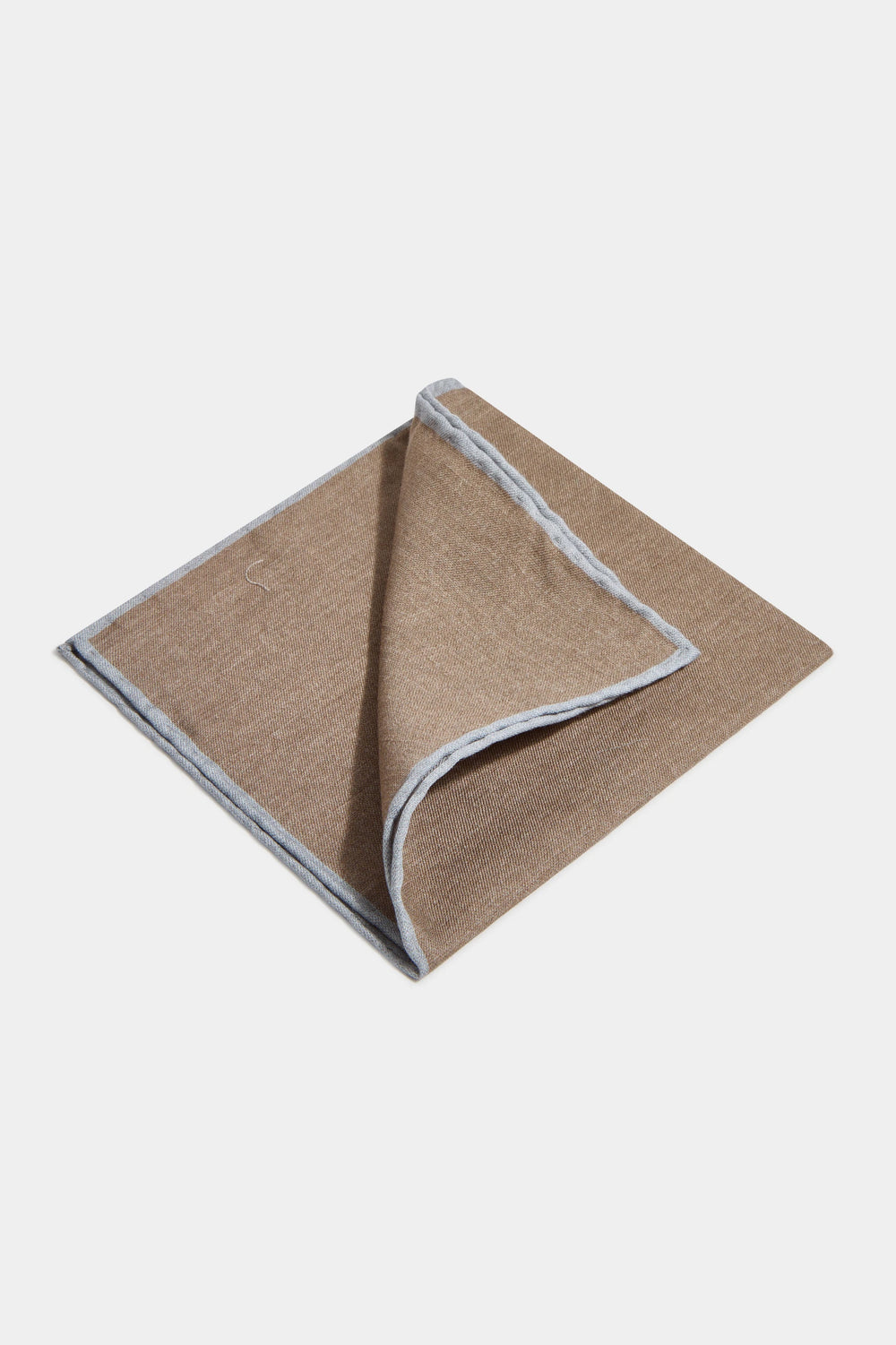 Taupe reversible pocket square - Made in Italy
