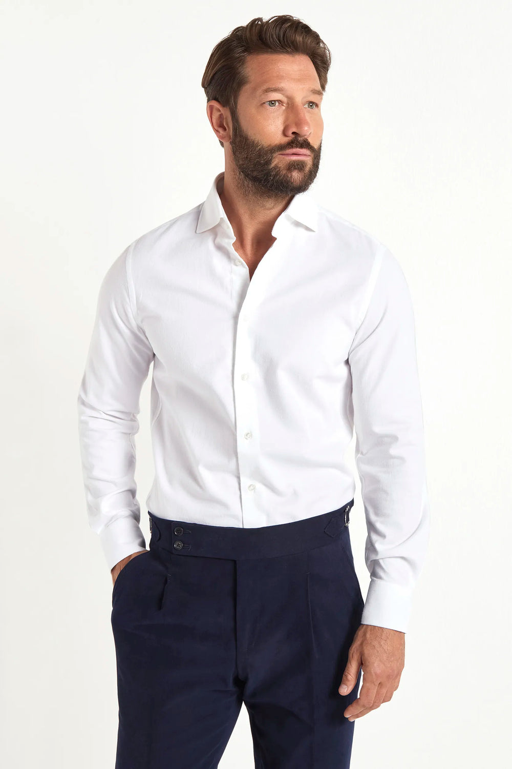Brushed Italian Cotton Shirt, Italian Style Cotton Shirt, White Cotton Shirt, Chemise en coton italien brossé, Chemise en coton de style italien, Chemise en coton blanc, Camicia in cotone italiano satinato, camicia in cotone made in italy, camicia in cotone bianco