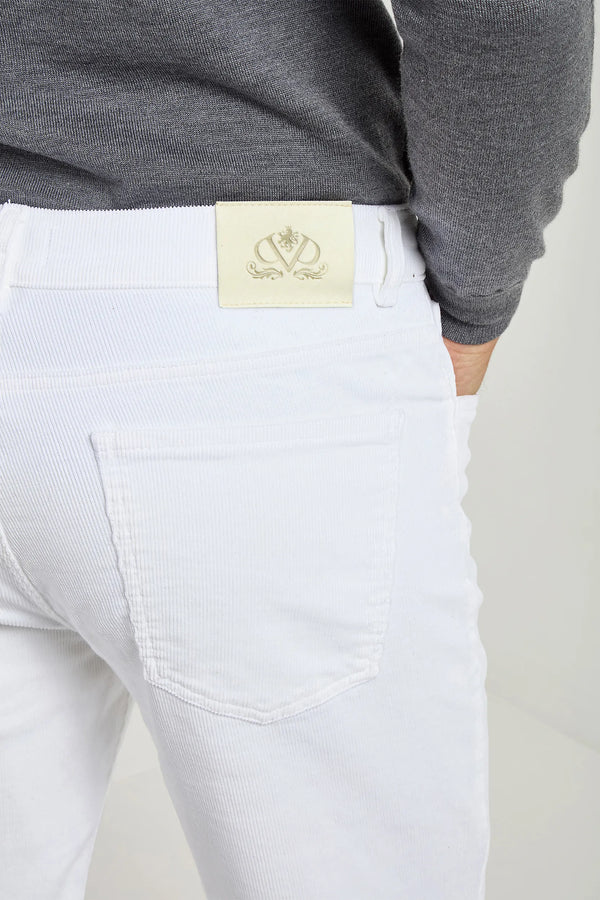 Pantaloni 5 Pocket in velluto a coste bianco - Made in Italy