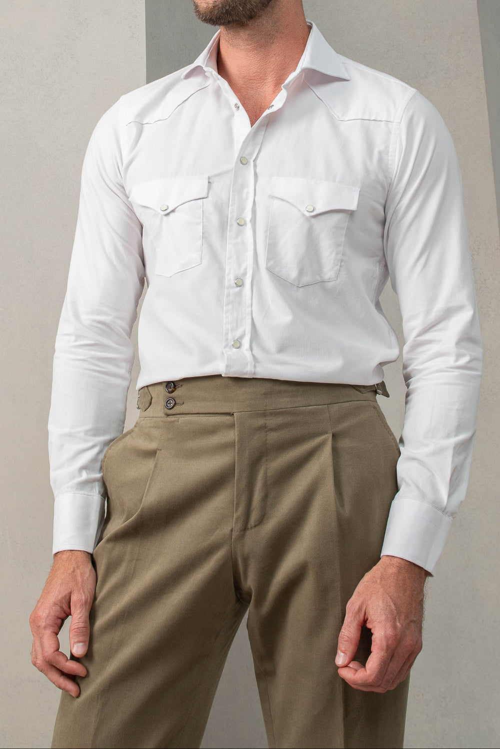 white western shirt, chemise western blanche, western shirt, italian western shirt
