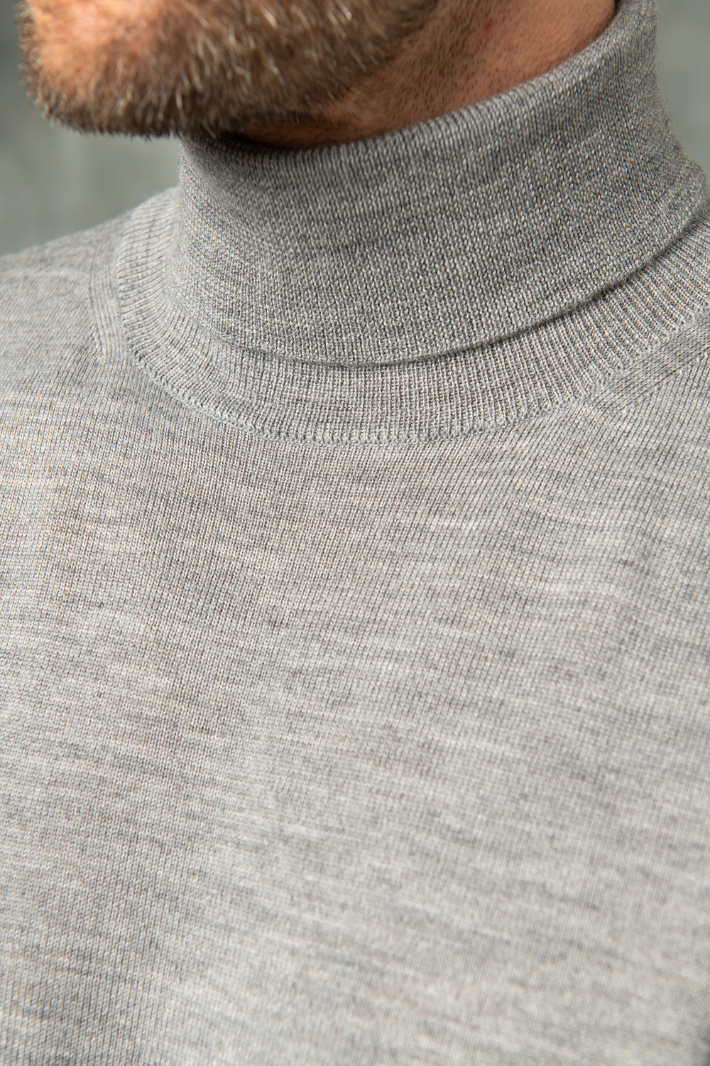 Grey merino turtleneck – Made in Italy