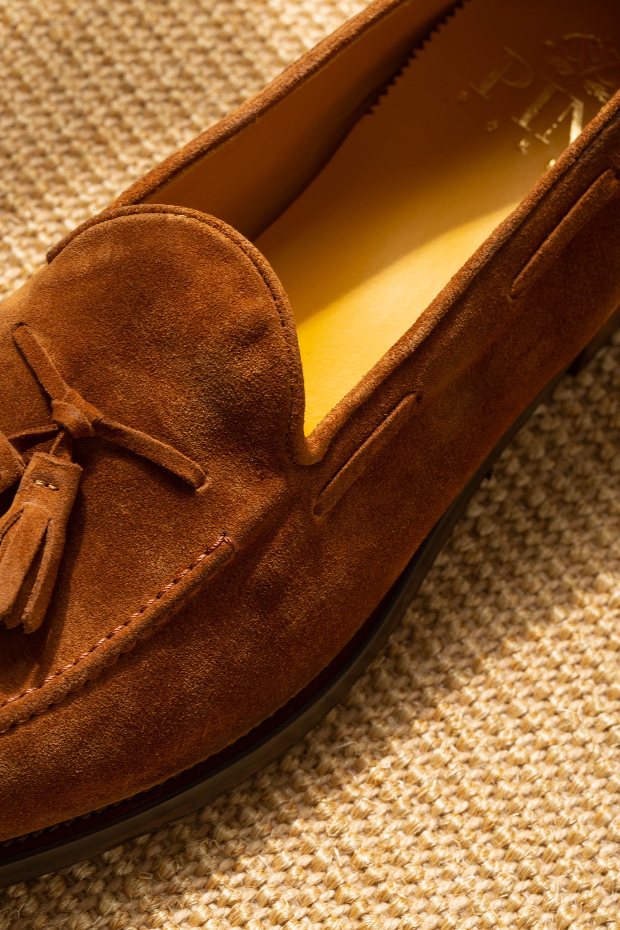 COGNAC SUEDE TASSEL LOAFER - Made In Italy