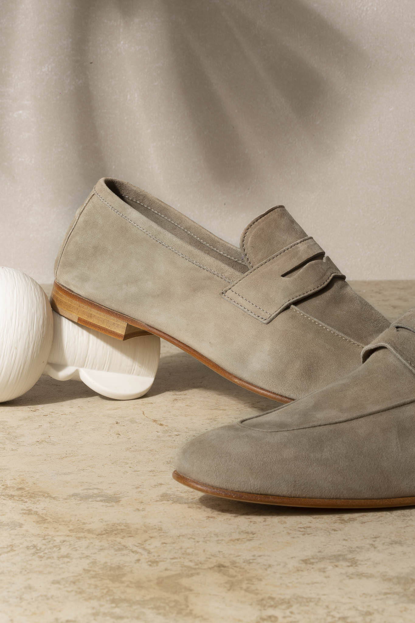 Beige soft penny loafers - Made In Italy