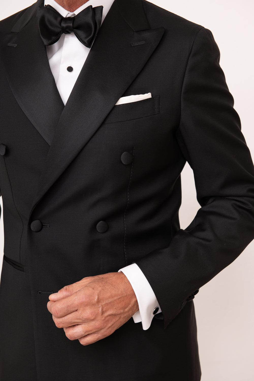 Papillon nero in seta con fiocco da annodare - Made in Italy