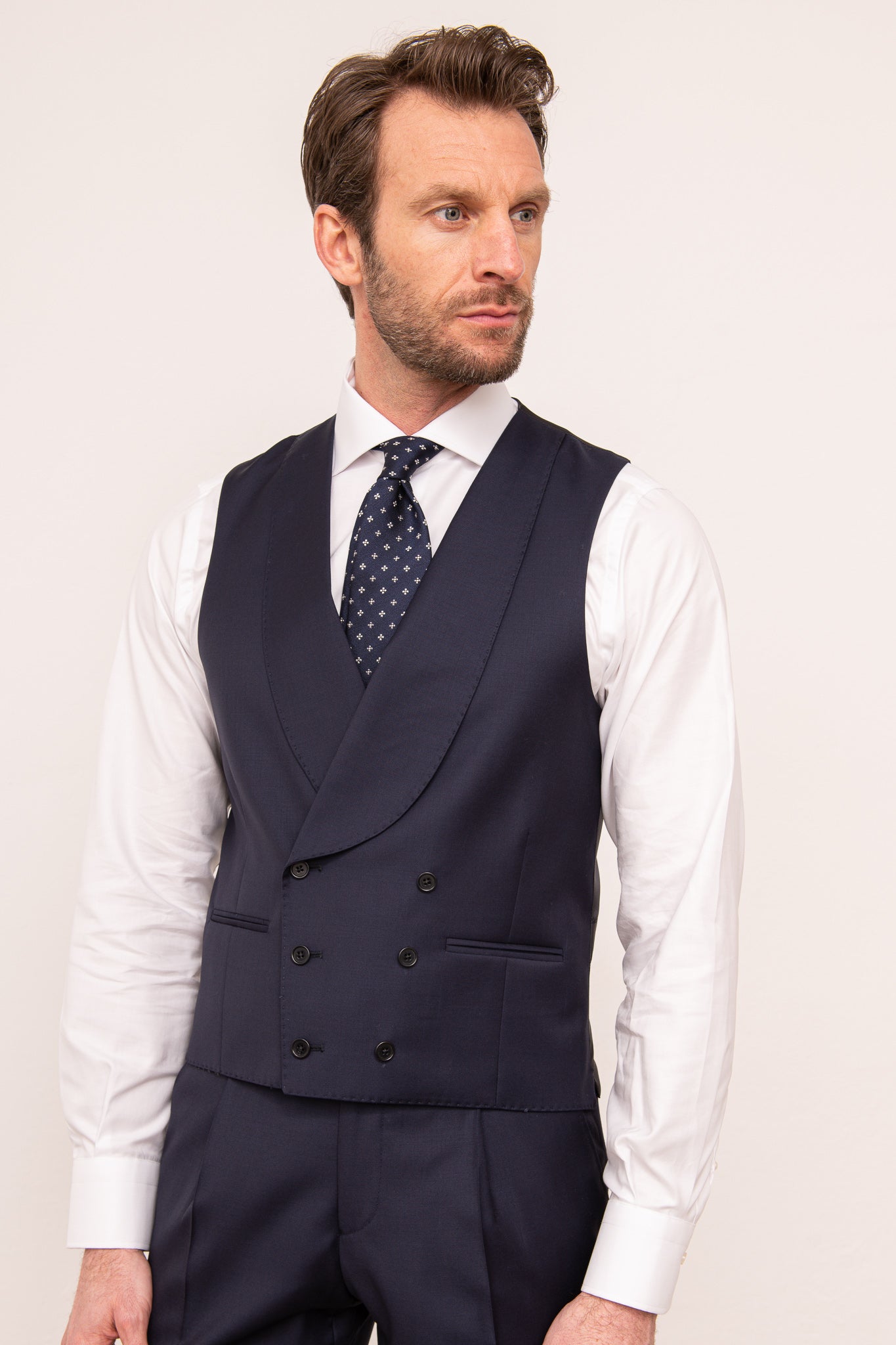 Blue double breasted waistcoat - Made in Italy