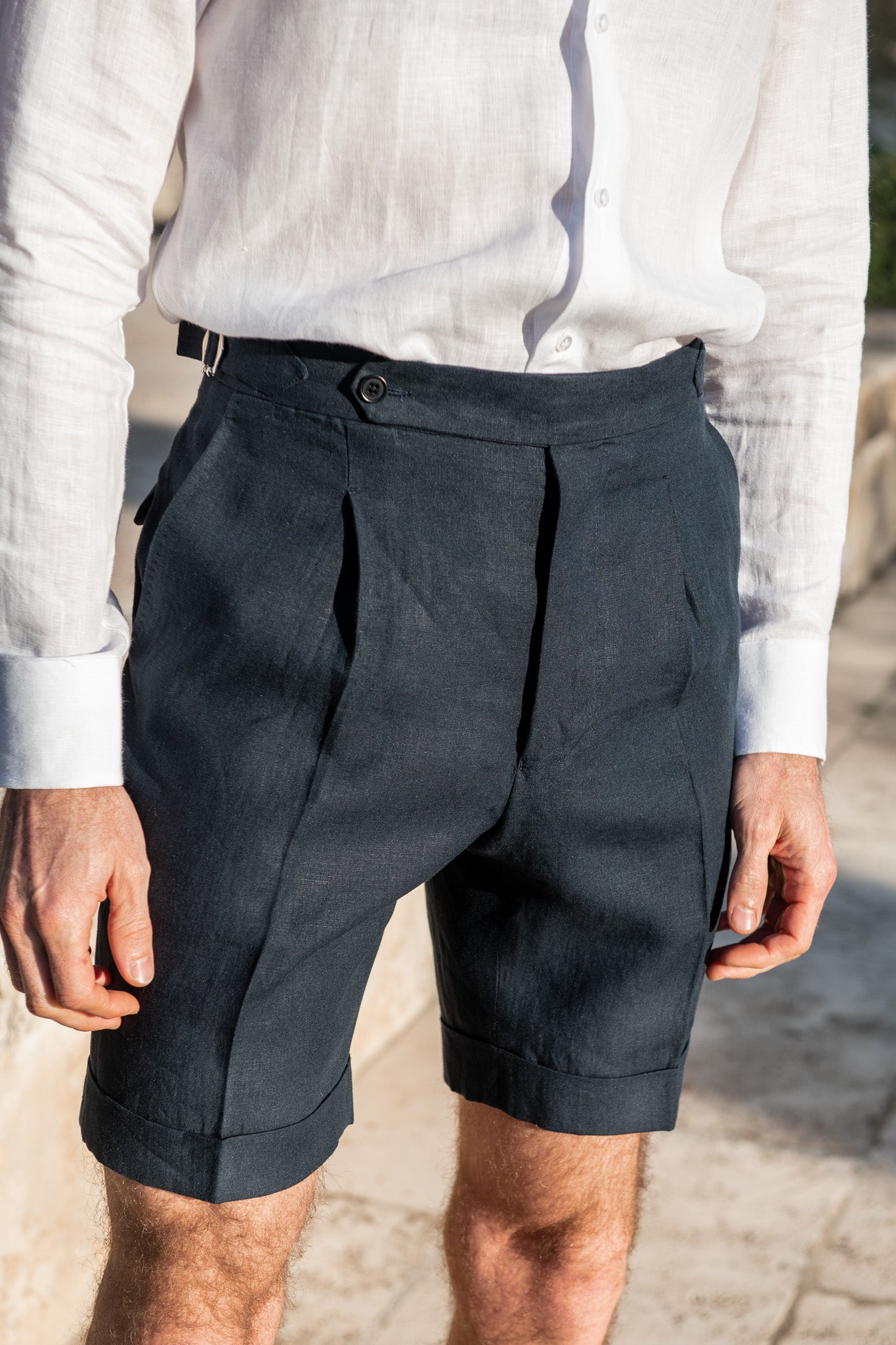 Blue linen shorts - Made in Italy