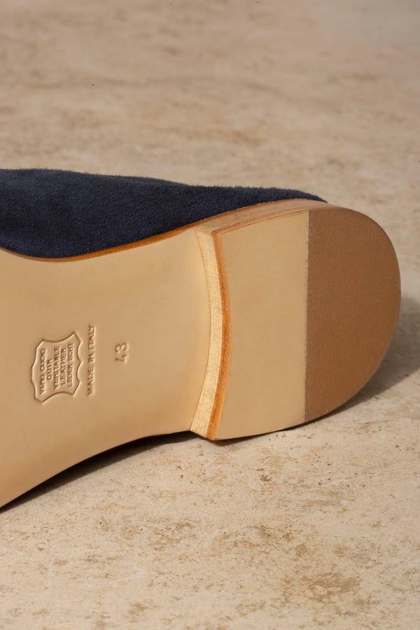Mocassini penny in morbida pelle blu - Made in Italy