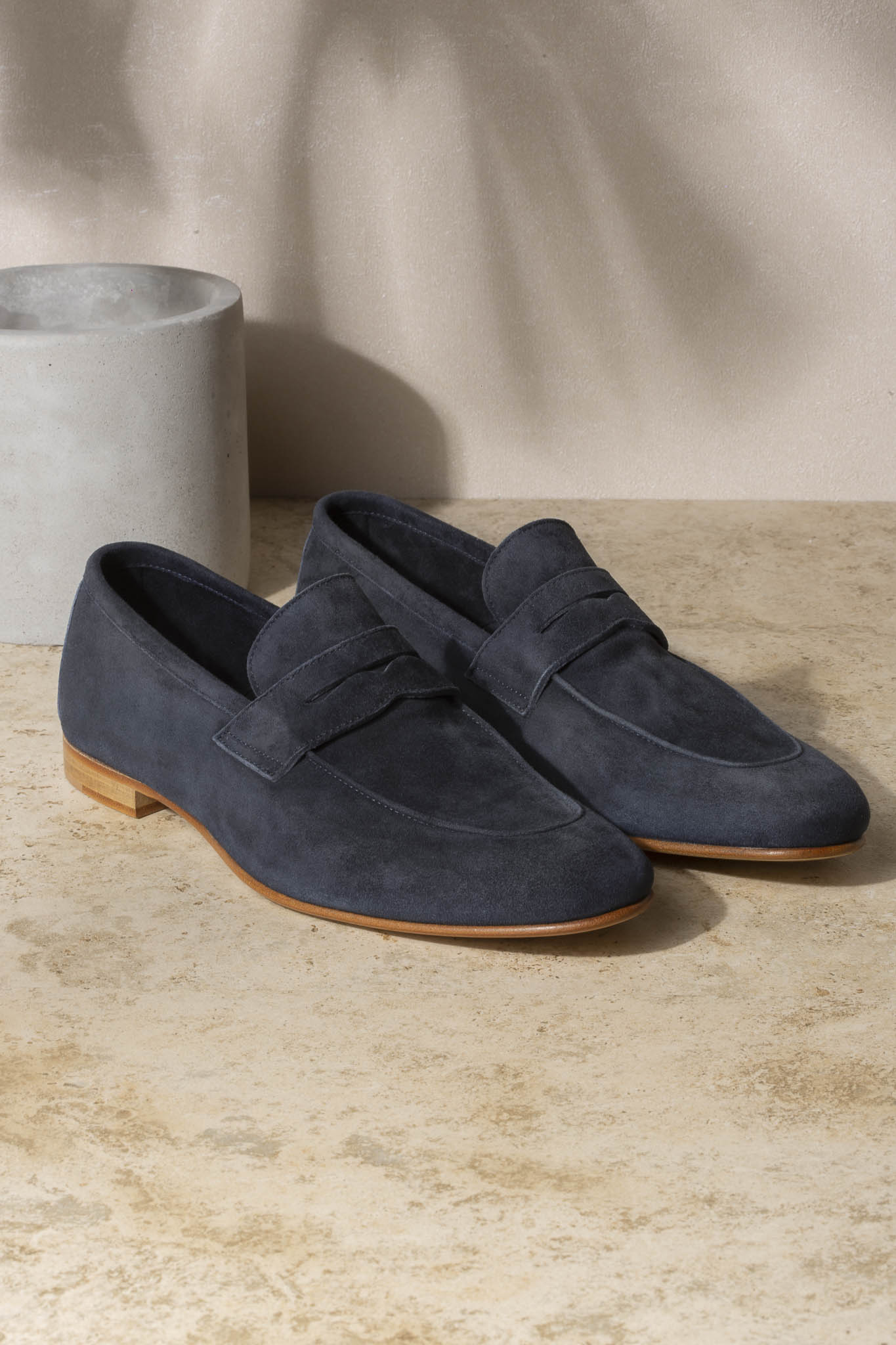 Blue soft penny loafers - Made In Italy
