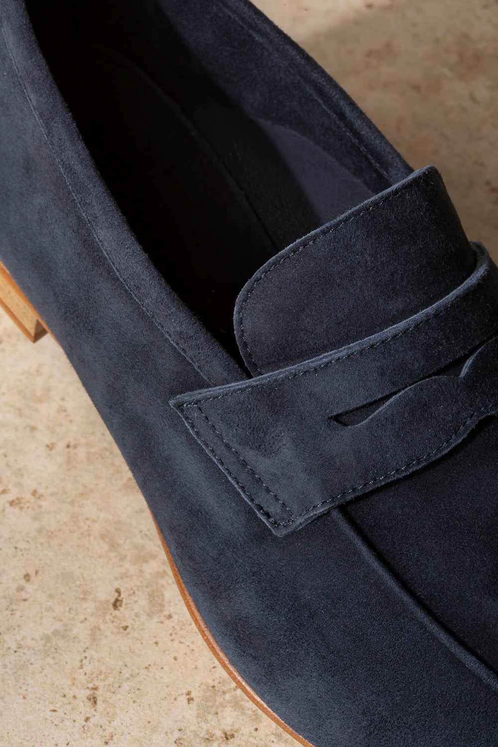 Mocassini penny in morbida pelle blu - Made in Italy