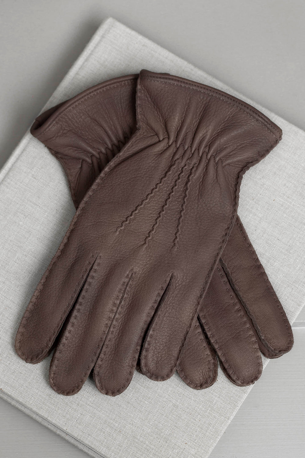Guanti in pelle di cervo marrone foderati in cashmere - Made in Italy