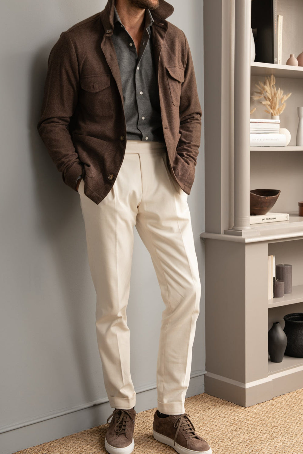 brown safari jacket, wool safari jacket, winter safari jacket, veste safari  marron, veste safari flanelle, flannel safari jacket, Italian Jacket, Veste Italienne, Giacca Italiana, giacca safari marrone