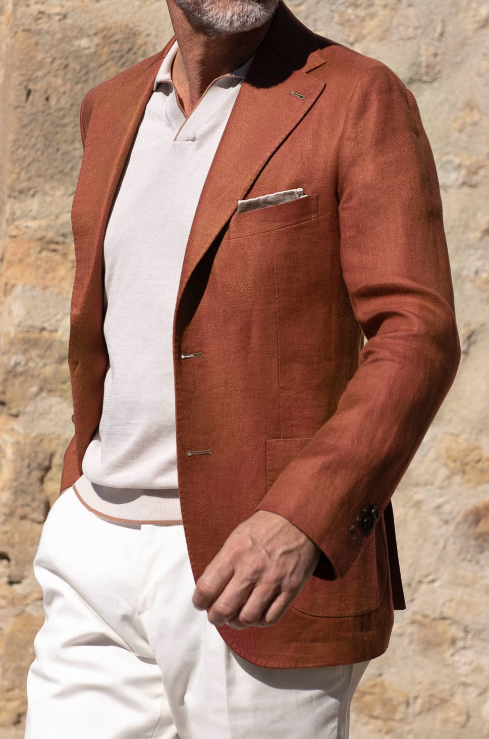 Terracotta Linen Jacket Made in Italy