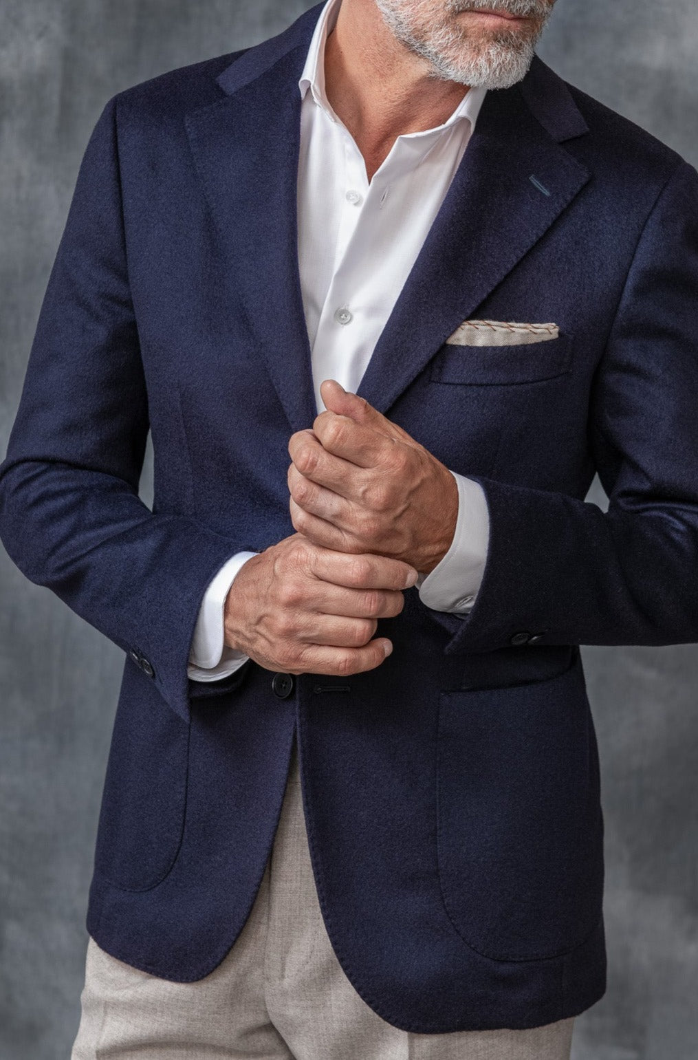 Blue blazer in cashmere - Made in Italy