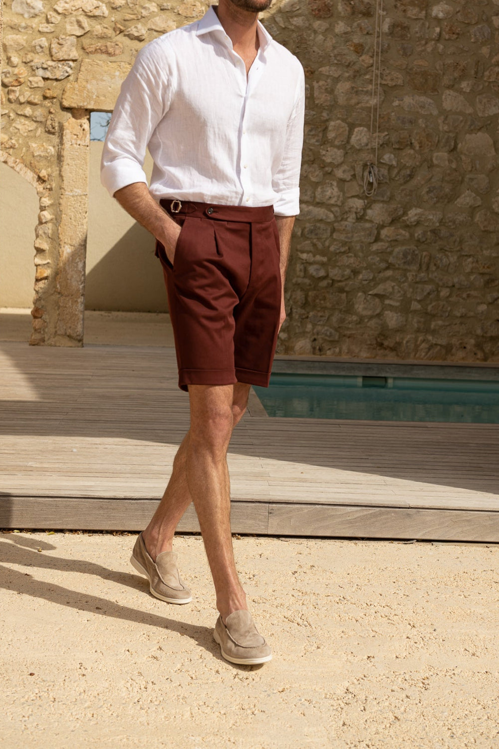 Bordeaux cotton shorts - Made in Italy