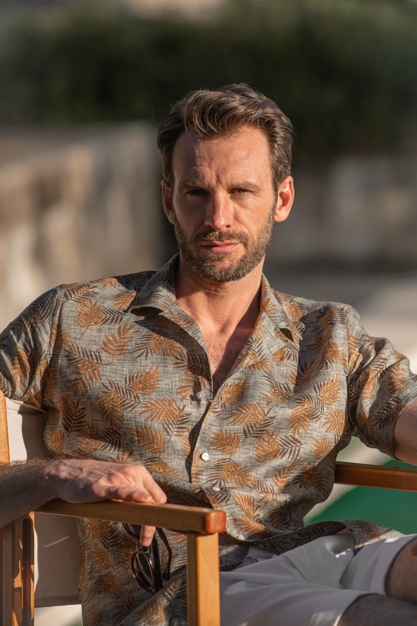 Camicia in lino verde hawaiano - Made in Italy