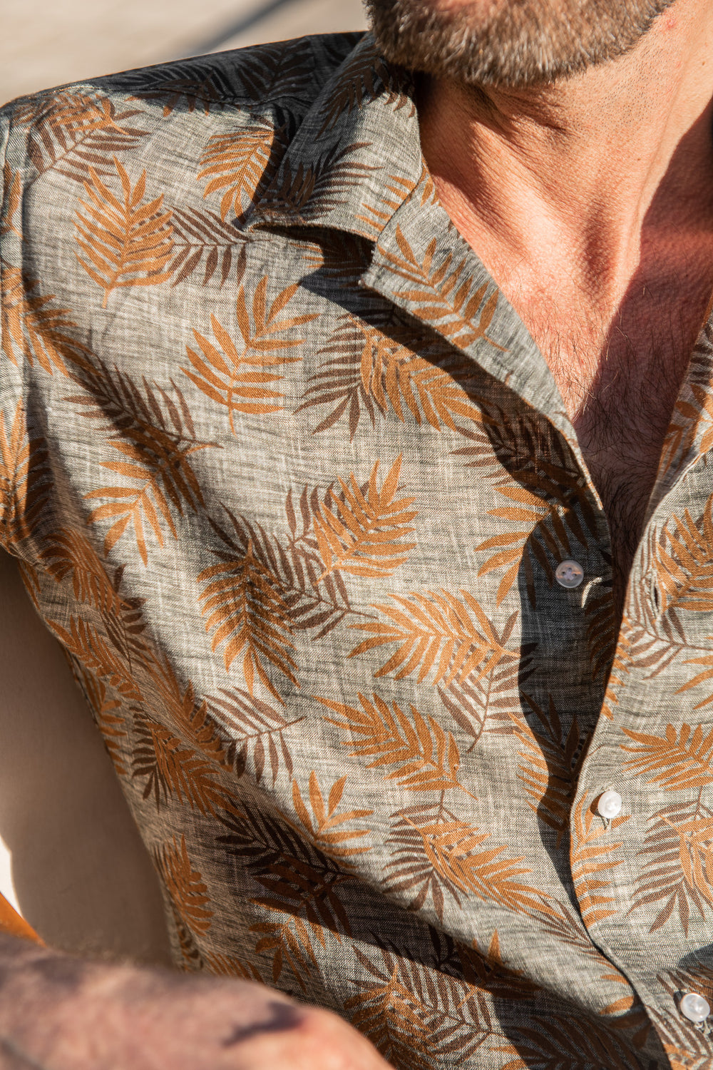 Camicia in lino verde hawaiano - Made in Italy