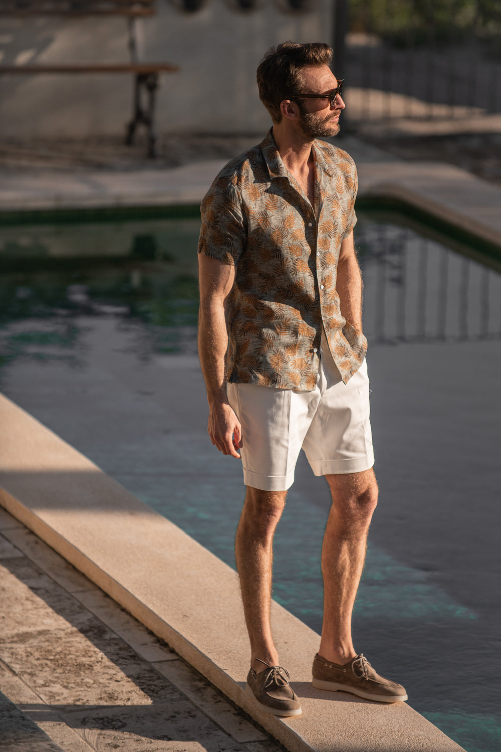 Camicia in lino verde hawaiano - Made in Italy