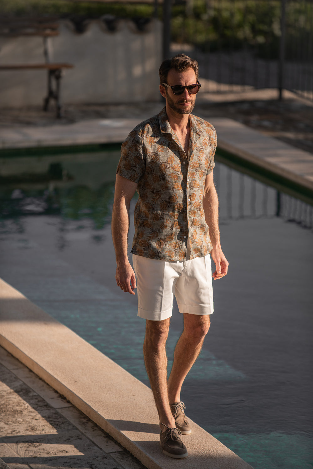 Camicia in lino verde hawaiano - Made in Italy