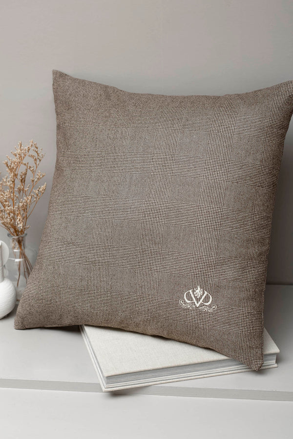 Cuscino in lana Prince of Wales color taupe - Made in Italy