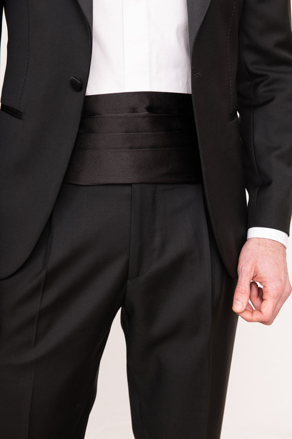 Fascia da smoking nera in seta - Made in Italy