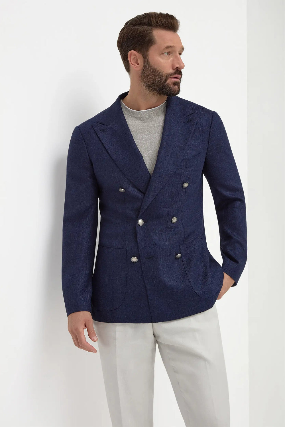 suits collection made in italy pini parma double breasted, full canvas and half canvas, neapolitan shoulder, lapels