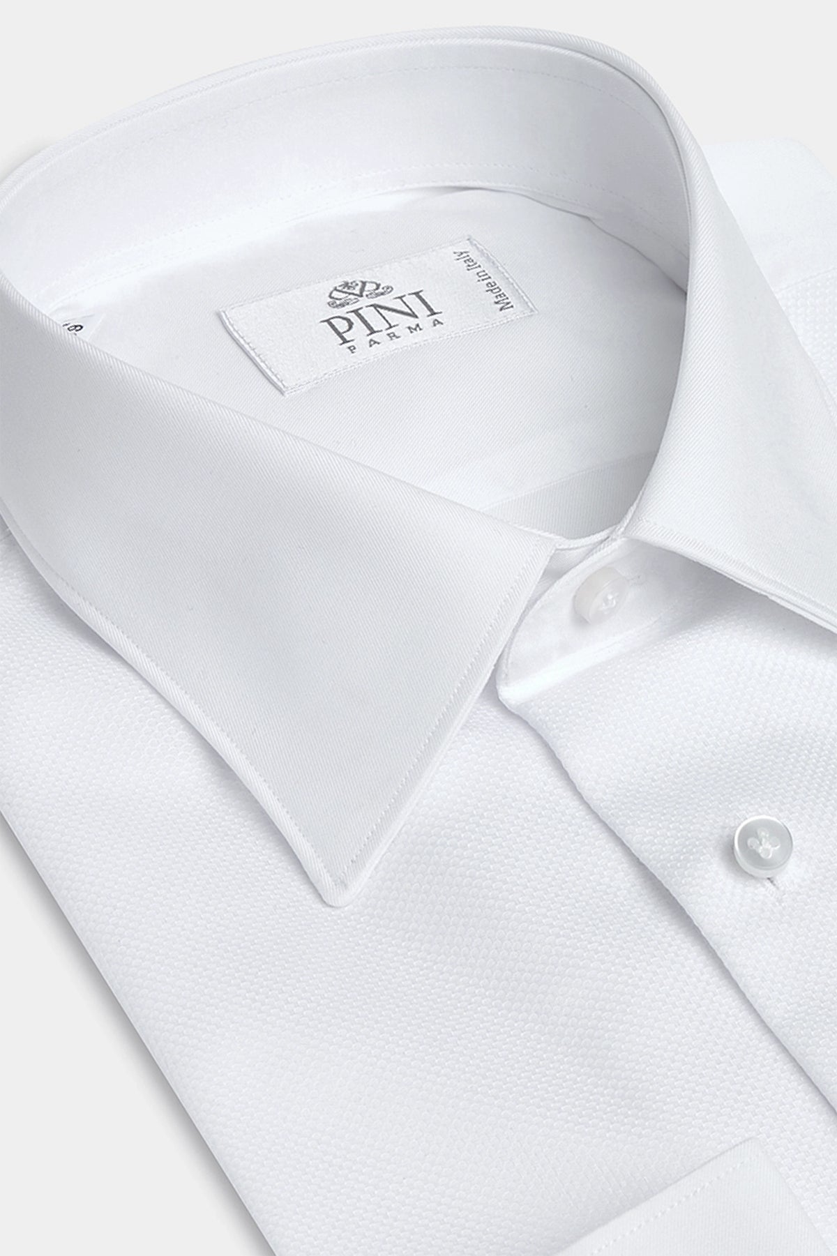 Camicia da smoking bianca in piqué con pettorina - Made in Italy