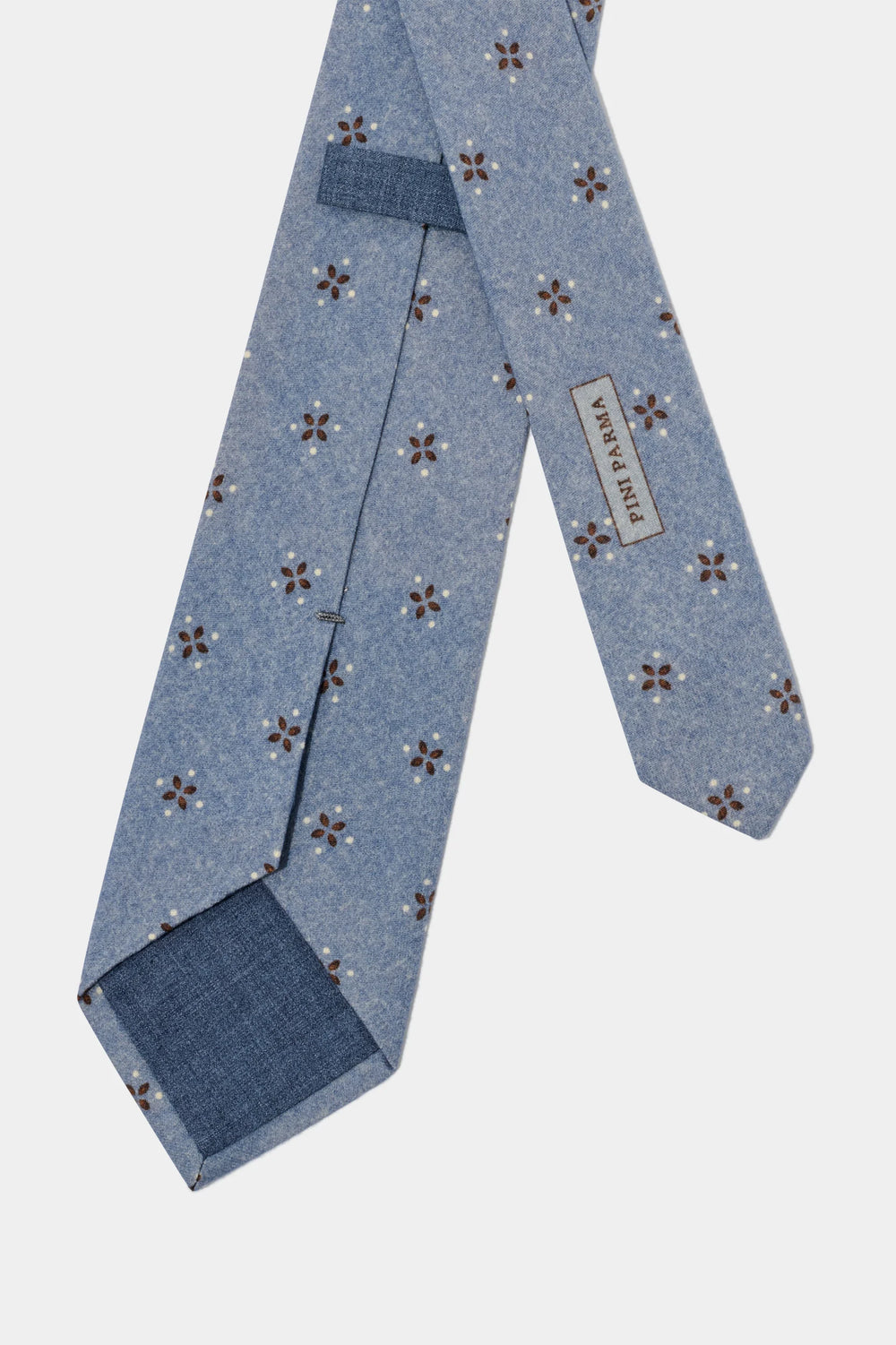 Avio blue micro fancy silk tie - Made in Italy