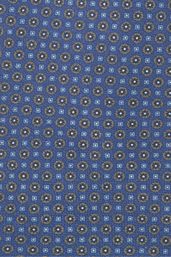 Blue micro fancy silk tie - Made in Italy