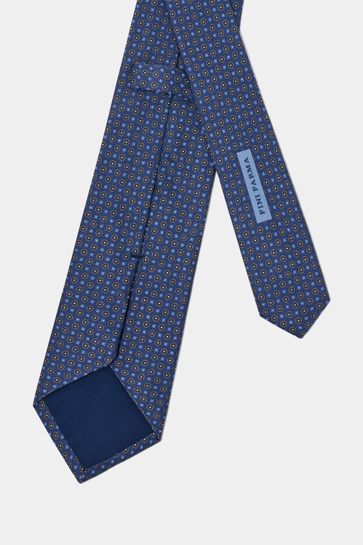 Cravate micro-fantaisie en soie bleue - Made in Italy