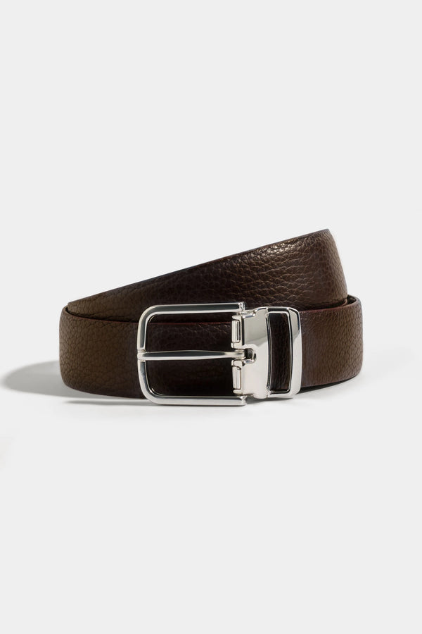 Blue and brown reversible belt - Made in Italy
