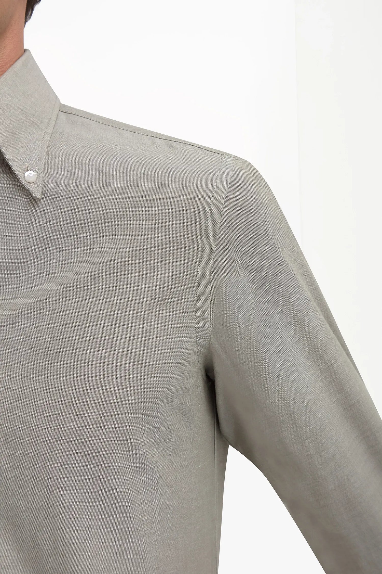 Camicia button down in chambray Salvia - Made in Italy