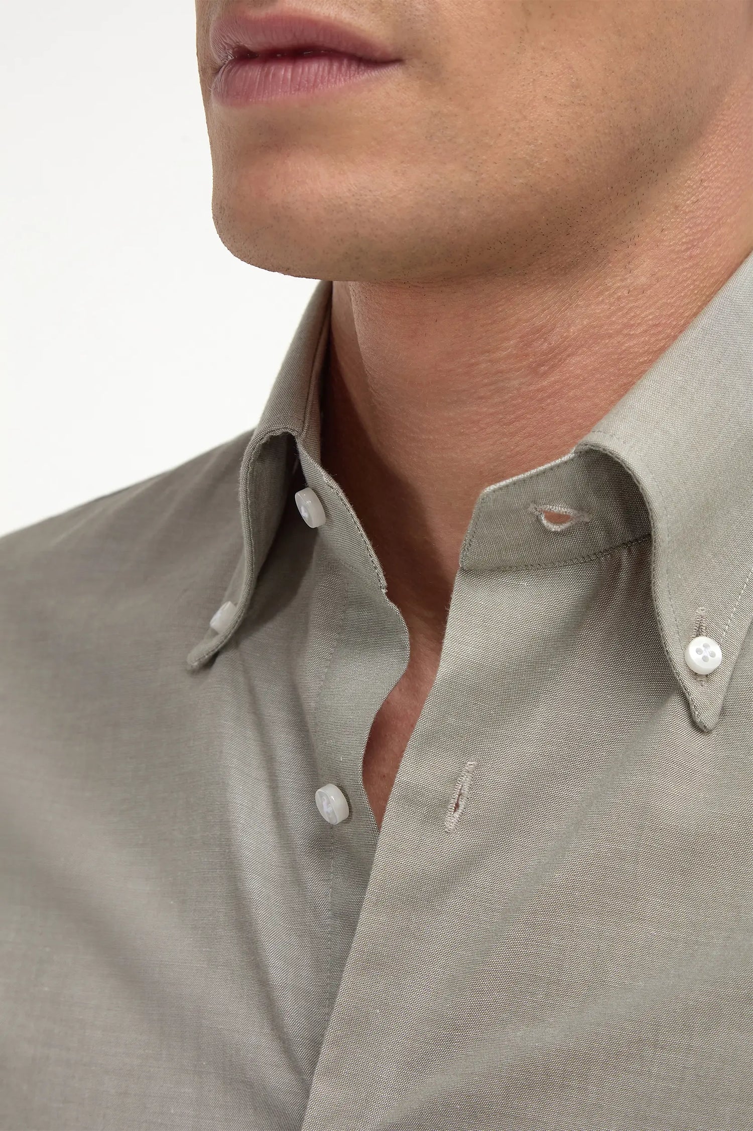 Camicia button down in chambray Salvia - Made in Italy