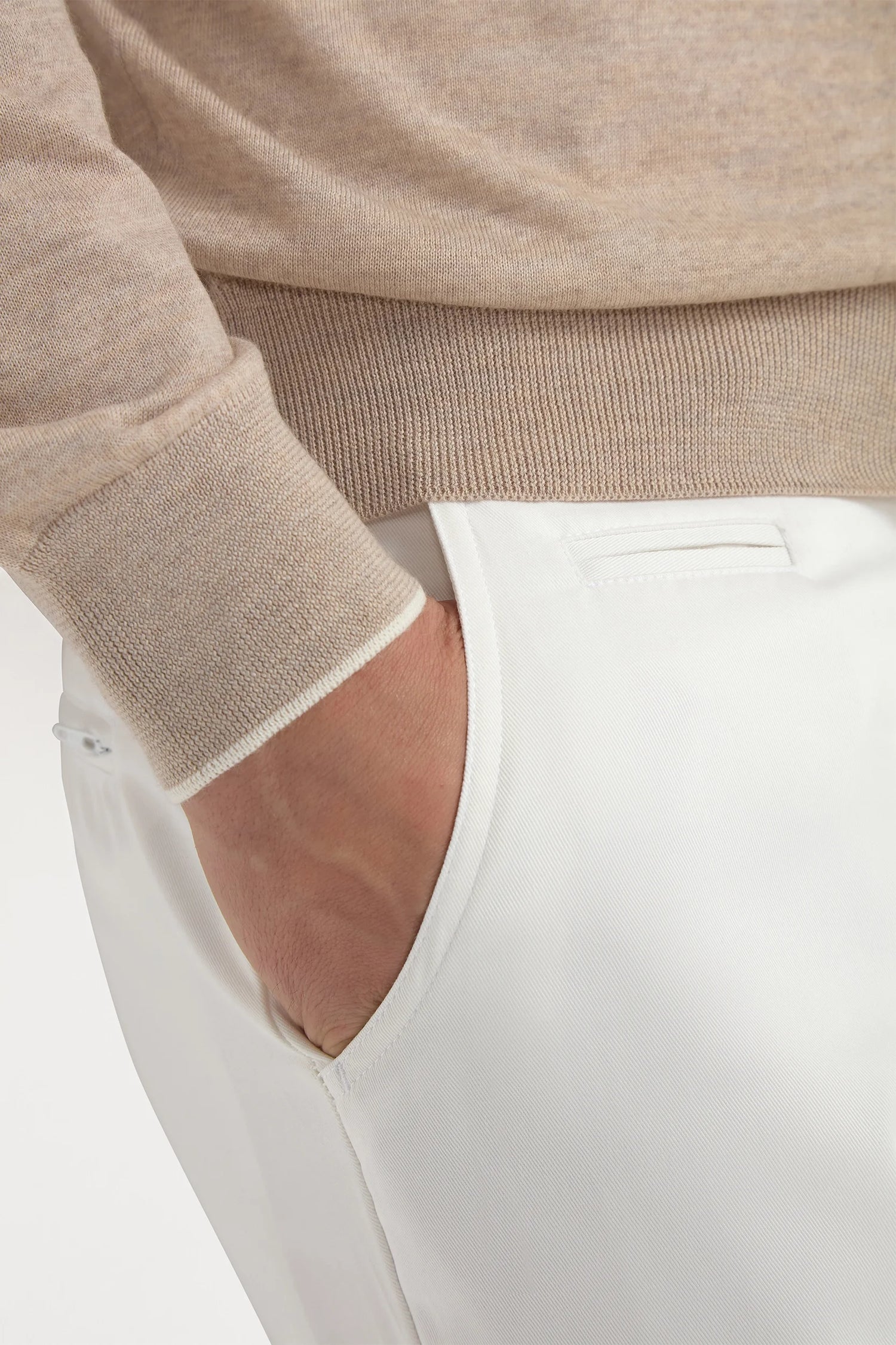 Taupe Tasmanian wool full zip cardigan - Made in Italy