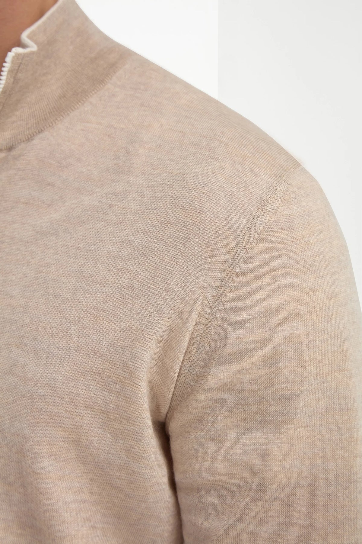 Cardigan full zip in lana Tasmania tortora - Made in Italy
