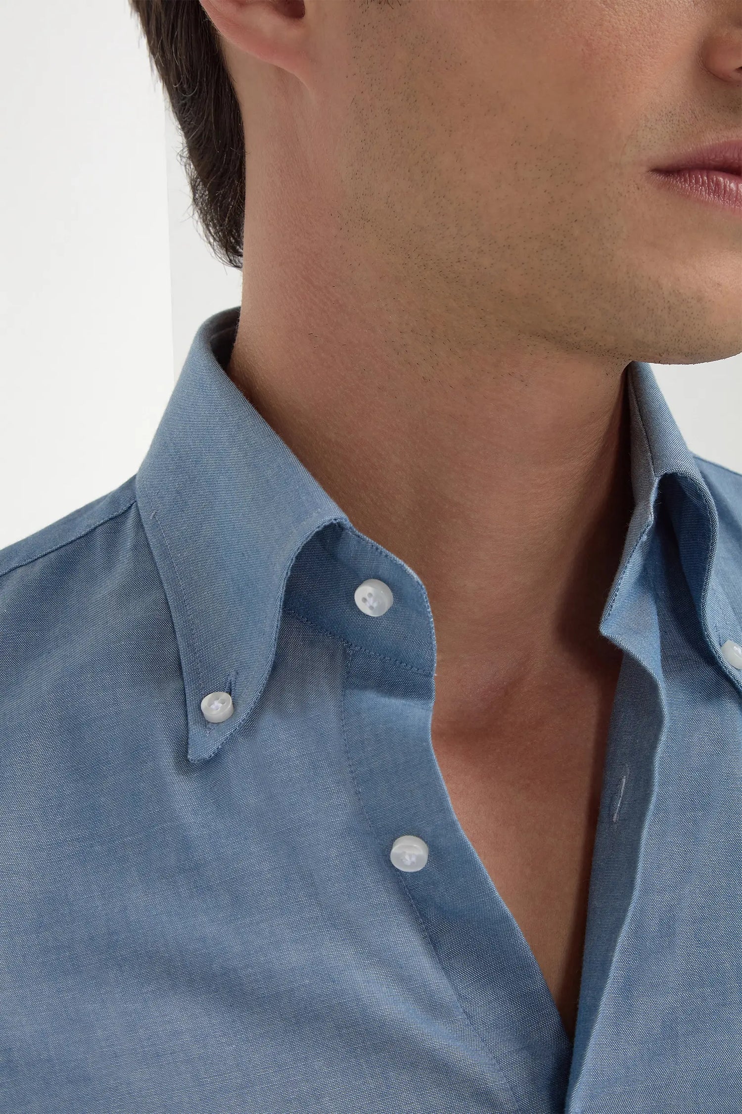 Camicia button down in chambray blu - Made in Italy