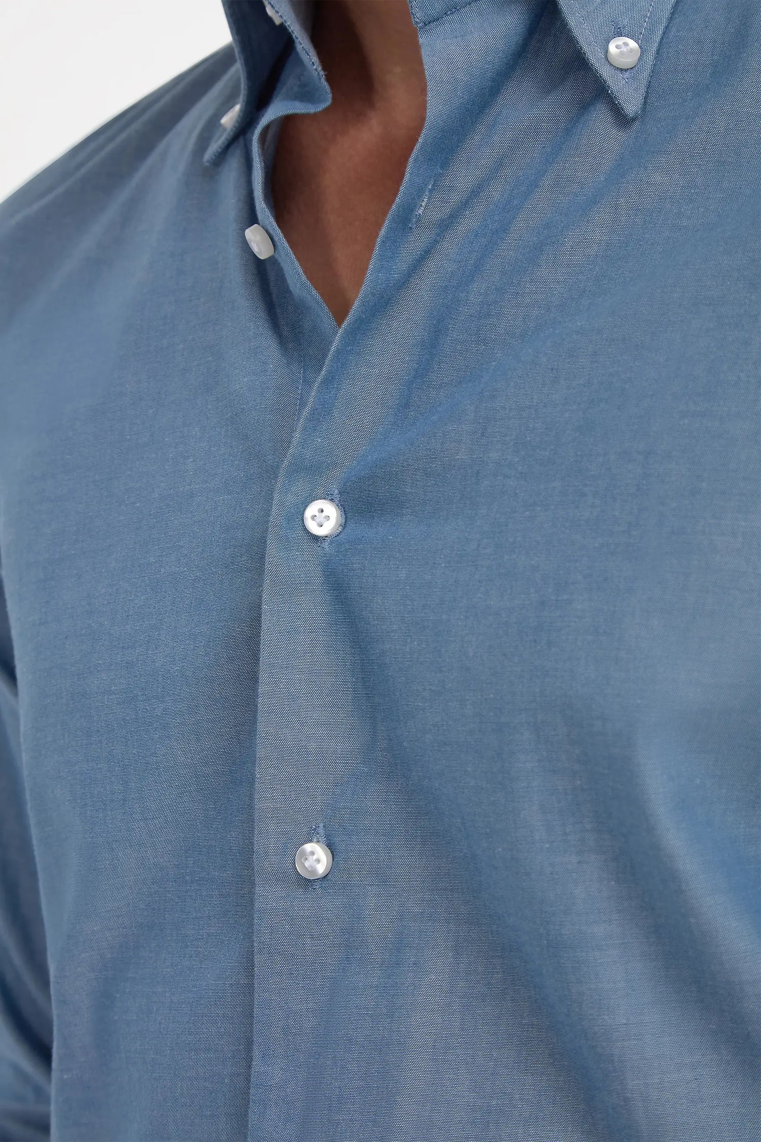 Camicia button down in chambray blu - Made in Italy