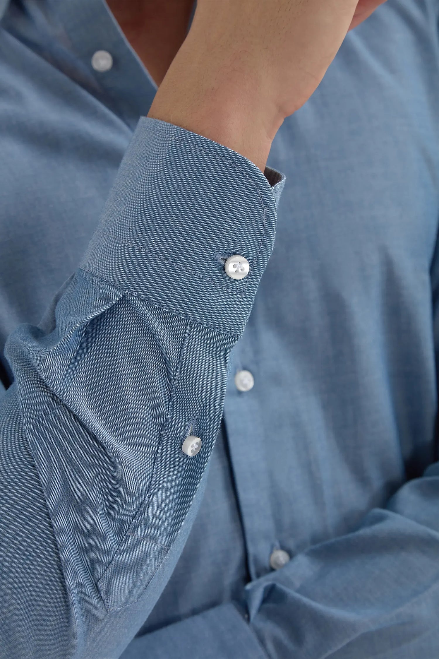 Camicia button down in chambray blu - Made in Italy