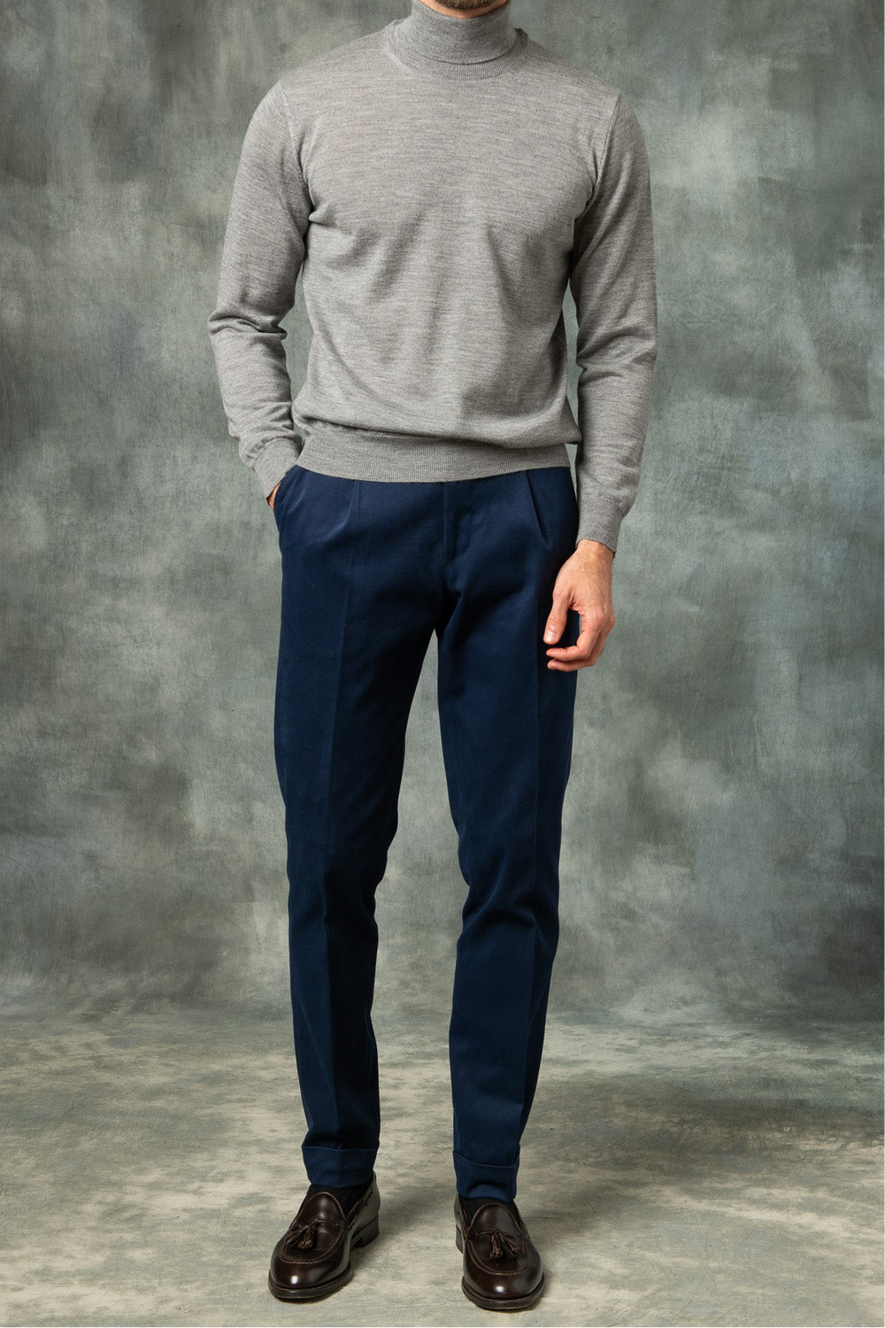Grey merino turtleneck – Made in Italy