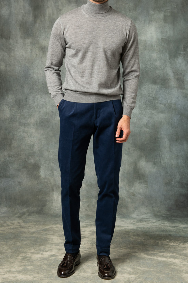 Grey merino turtleneck – Made in Italy