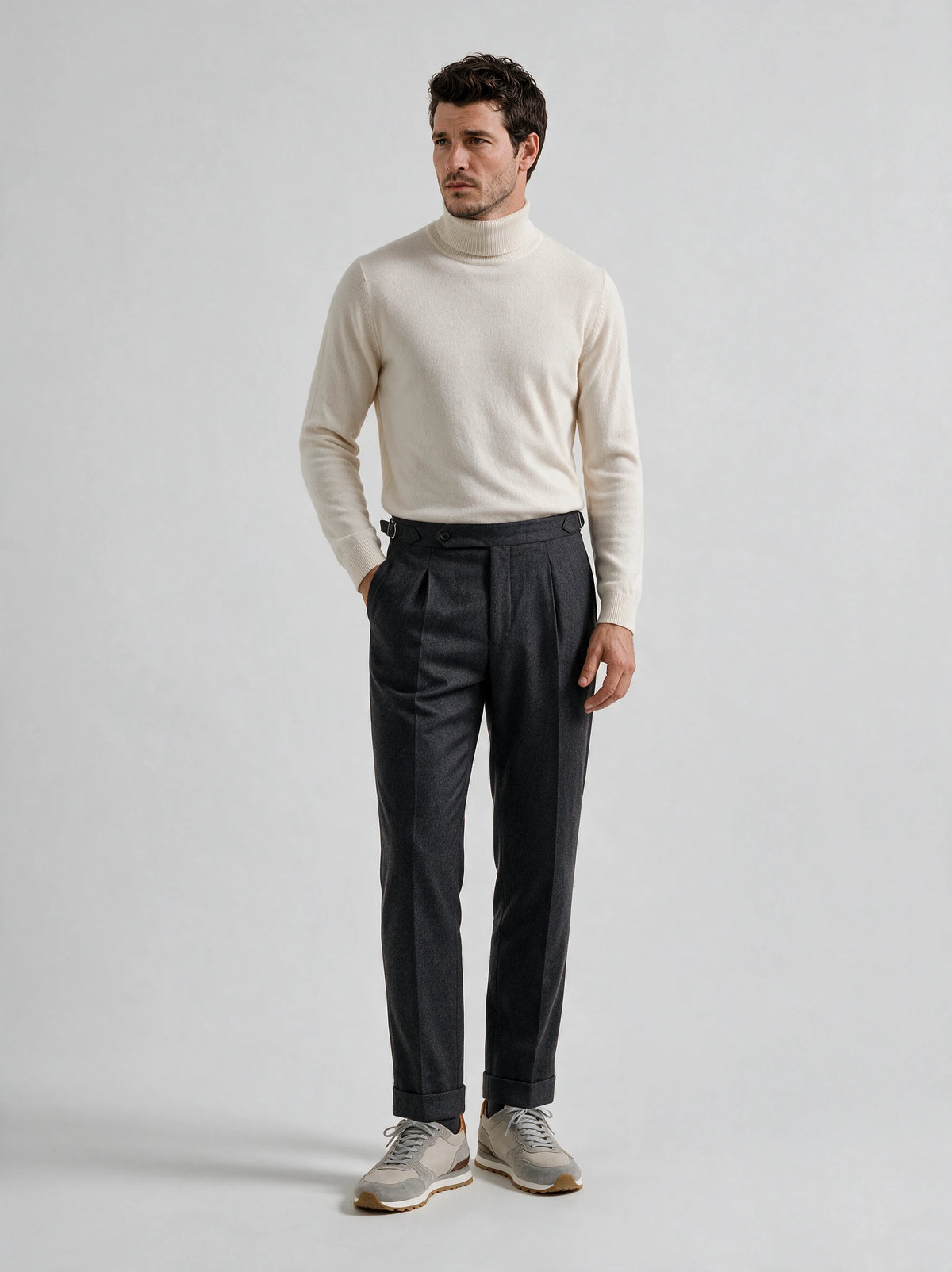 Pantaloni Roma color antracite in flanella - Made in Italy