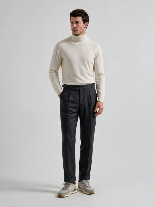 Pantaloni Roma color antracite in flanella - Made in Italy