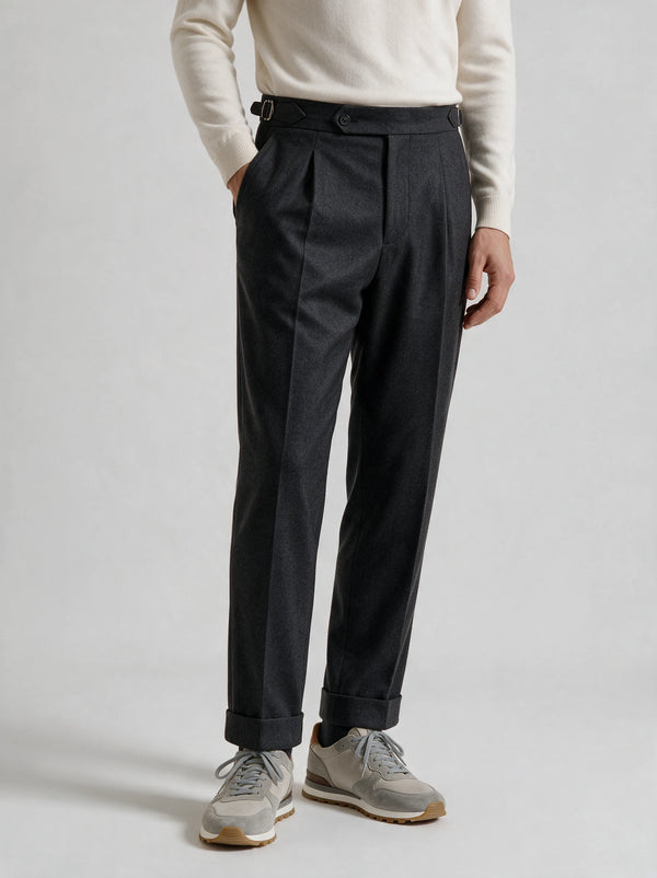 Pantaloni Roma color antracite in flanella - Made in Italy