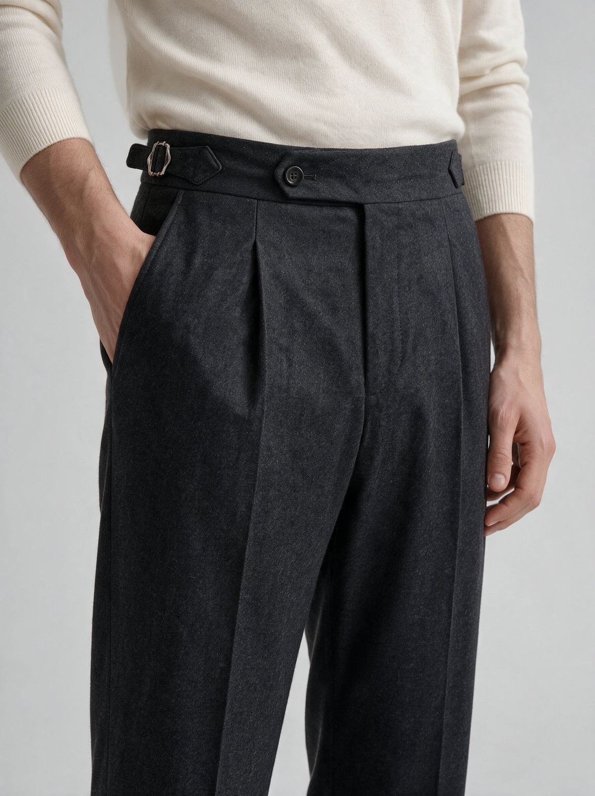 Pantaloni Roma color antracite in flanella - Made in Italy