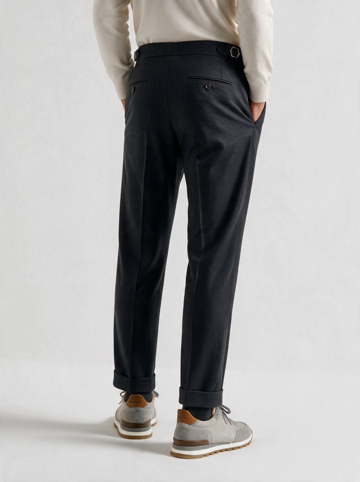 Pantaloni Roma color antracite in flanella - Made in Italy