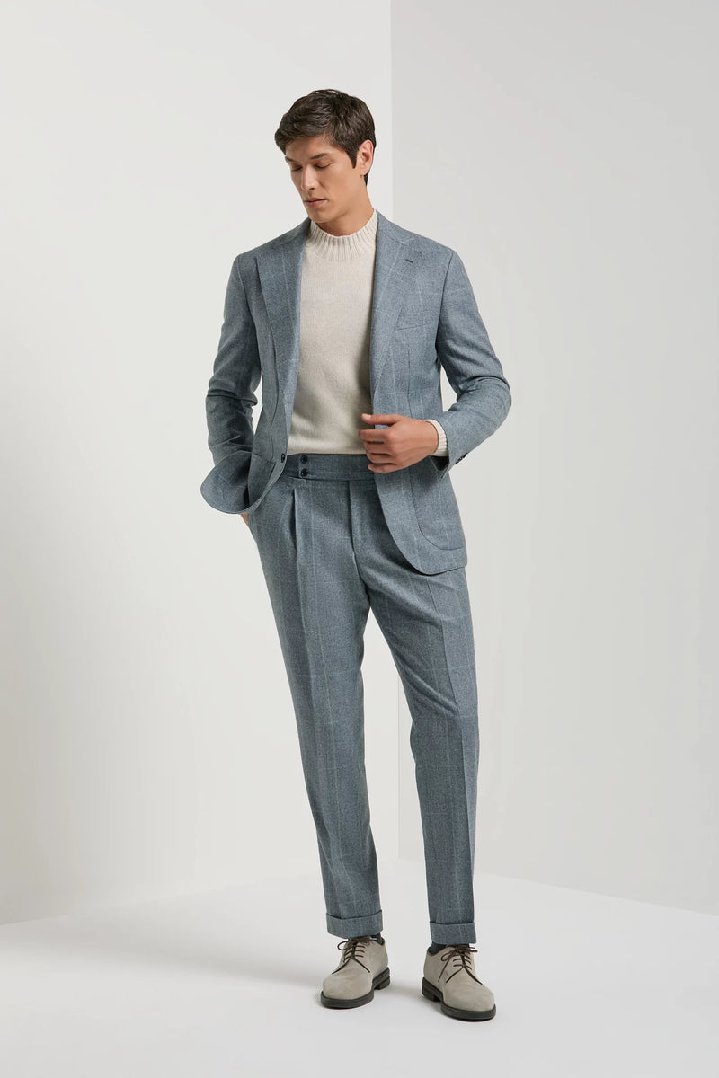 Pini Parma made in italy men avio blue glen check suit