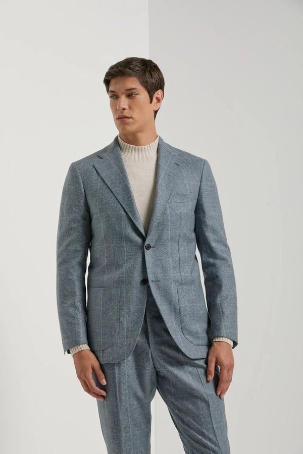 Pini Parma made in italy men avio blue glen check suit
